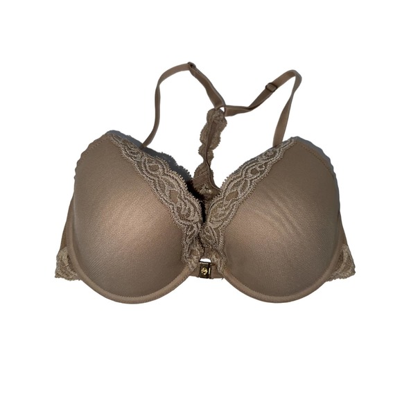 Natori‎ Feathers Nude Underwire Contour Front Clasp T-Back Bra Size 32D - Picture 1 of 4